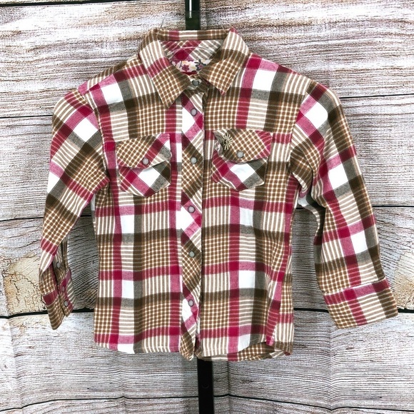 Farm Girl Authentic Pink, Green and Brown Button up Size 5/6 - Picture 1 of 11